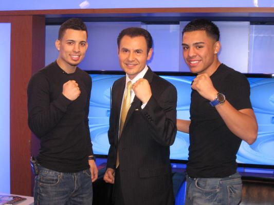 Jaime Herrera, Univision's Enrique Rodriguez, Adrian Granados, Photo Courtesy 8 Count Productions