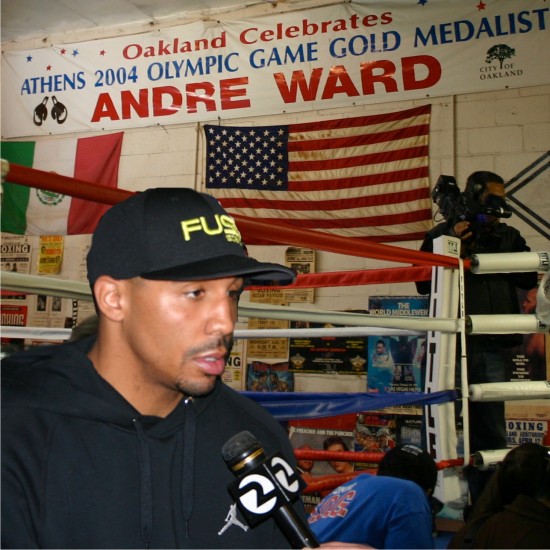 Andre Ward answers questions for the media.