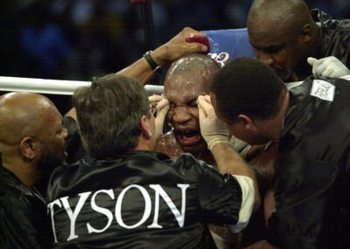Tyson cries in pain