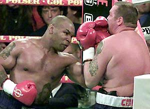 Tyson hits the heavybag